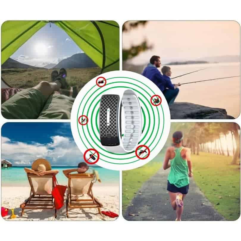Bracciale repellente per zanzare ideale per campeggio, pesca, spiaggia e corsa.